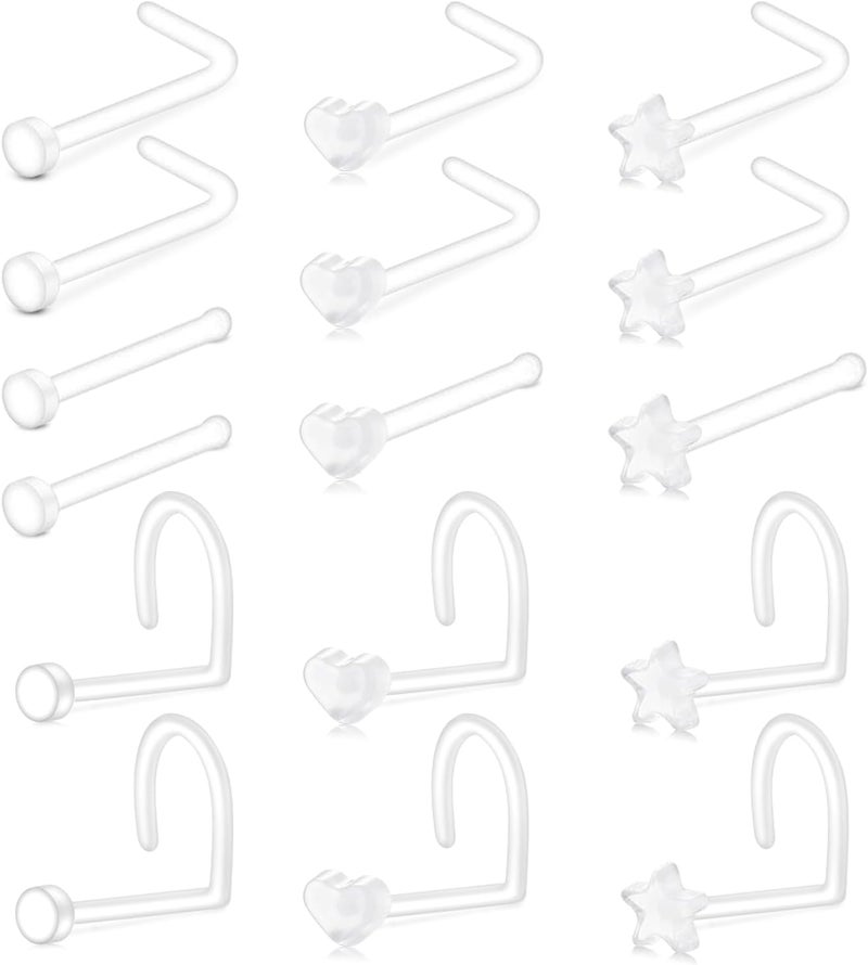 AVYRING Clear Piercing Jewelry Plastic Nose Rings for Surgery Septum Retainer Nose Studs lip Tongue Ear Clear Nose Rings for Work Nipple Rings Horseshoe Cartilage Rook Daith Earrings Plastic Industrial Piercing Retainers - Image 1